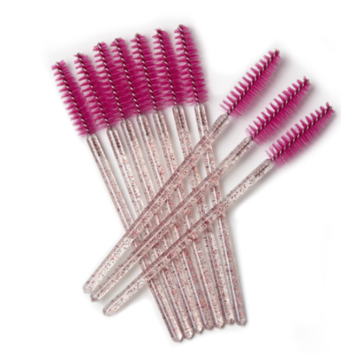 Mascara borsteltjes glitter roze (25 stuks)